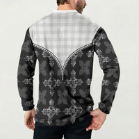 Black Hawaii Paniolo Quilt Motif Button Sweatshirt LT05 - Polynesian Pride