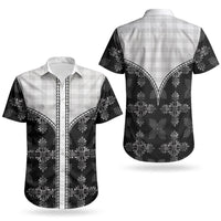 Black Hawaii Paniolo Quilt Motif Couples Matching Long Sleeve Bodycon Dress and Hawaiian Shirt LT05 - Polynesian Pride