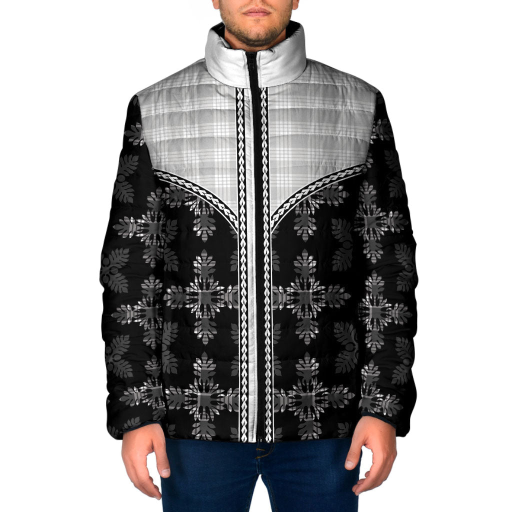 Black Hawaii Paniolo Quilt Motif Padded Jacket LT05 Men Black - Polynesian Pride