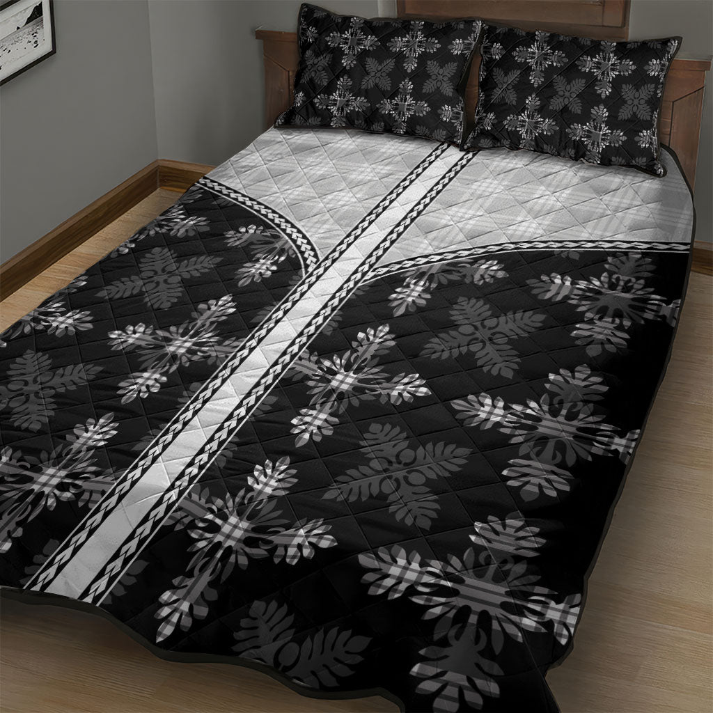 Black Hawaii Paniolo Quilt Motif Quilt Bed Set LT05 - Polynesian Pride