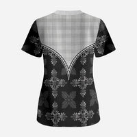 Black Hawaii Paniolo Quilt Motif Scrub Top LT05 - Polynesian Pride