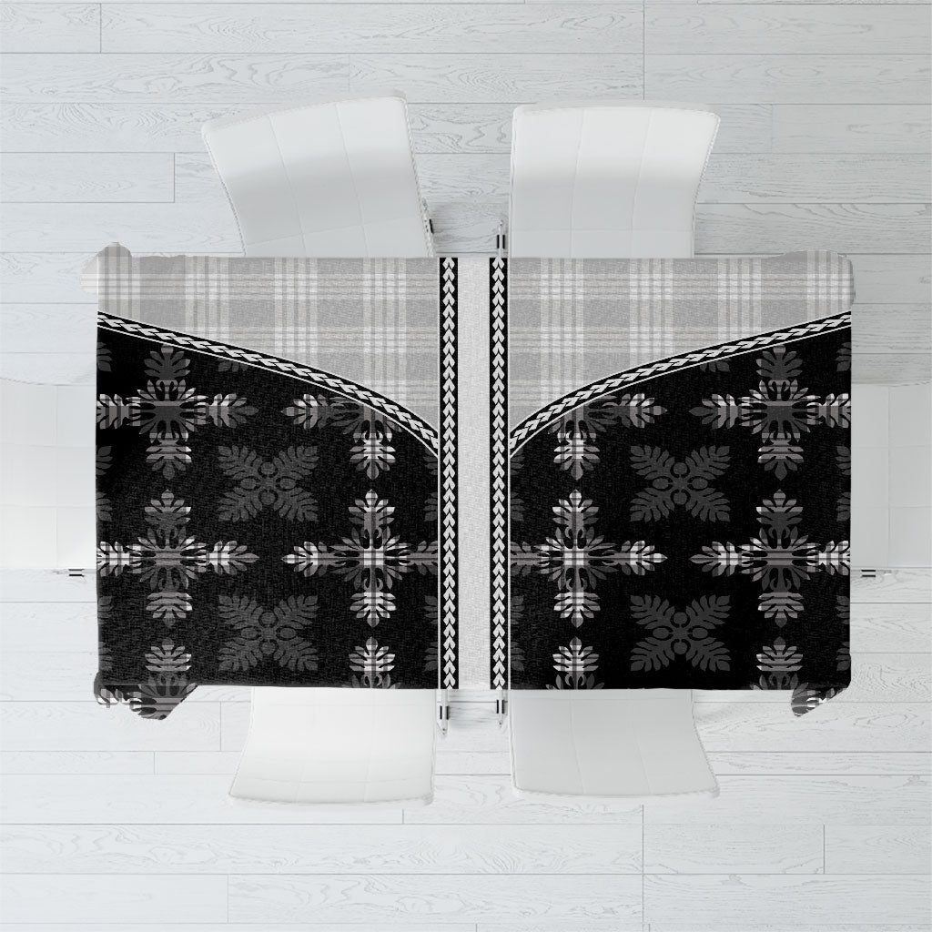Black Hawaii Paniolo Quilt Motif Tablecloth LT05 Black - Polynesian Pride