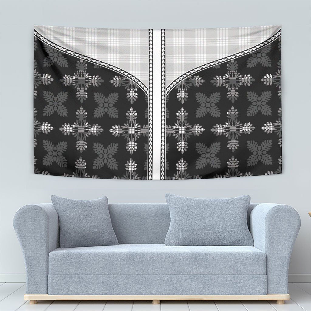 Black Hawaii Paniolo Quilt Motif Tapestry LT05 - Polynesian Pride