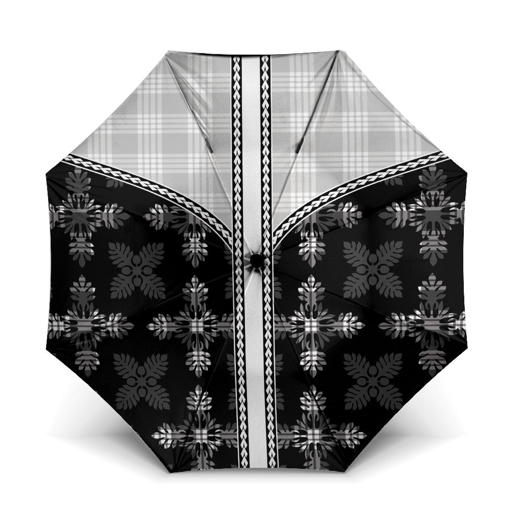 Black Hawaii Paniolo Quilt Motif Umbrella LT05 One Size Folded 11.42 inch Opened Diameter 37.4 inch Black - Polynesian Pride