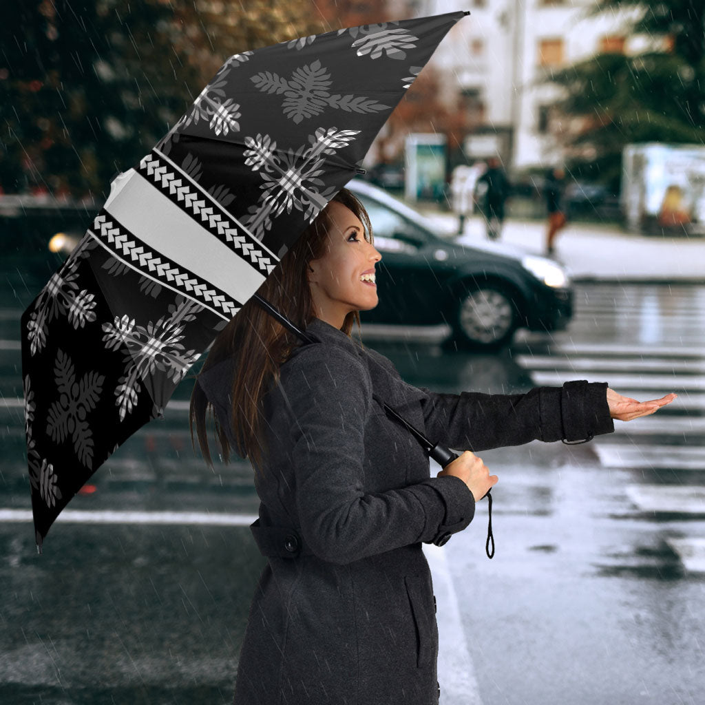 Black Hawaii Paniolo Quilt Motif Umbrella LT05 - Polynesian Pride