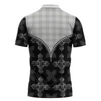 Black Hawaii Paniolo Quilt Motif Zipper Polo Shirt LT05 - Polynesian Pride