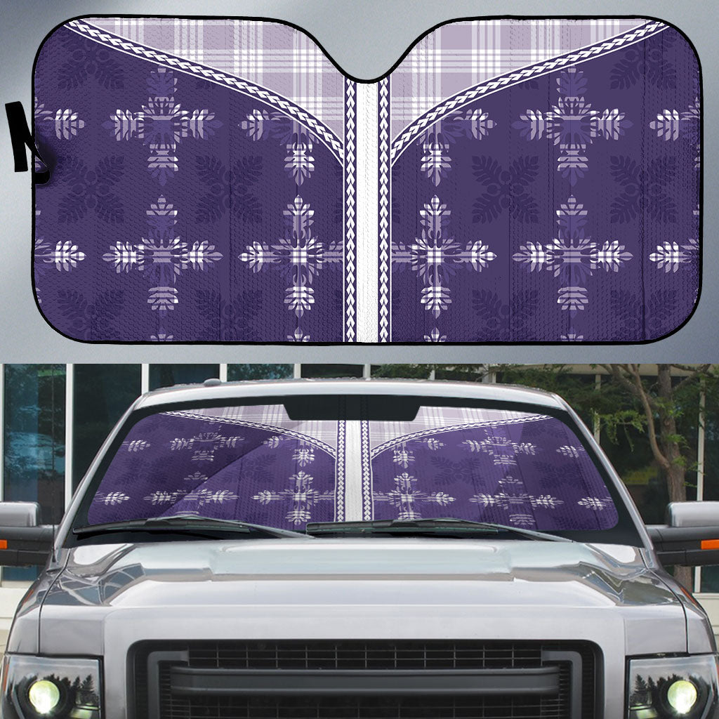 Purple Hawaii Paniolo Quilt Motif Auto Sun Shade
