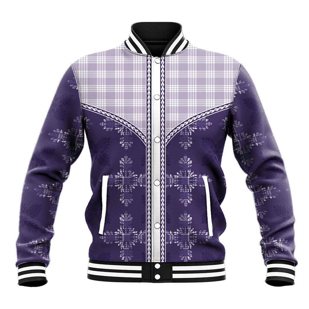 Purple Hawaii Paniolo Quilt Motif Baseball Jacket LT05 Unisex Purple - Polynesian Pride