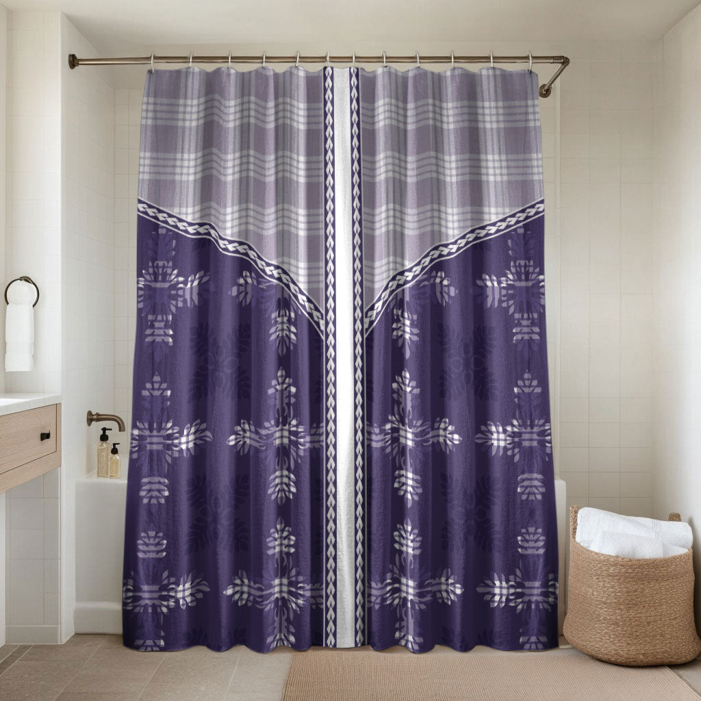 Purple Hawaii Paniolo Quilt Motif Bathroom Set LT05 Shower Curtain Only Purple - Polynesian Pride
