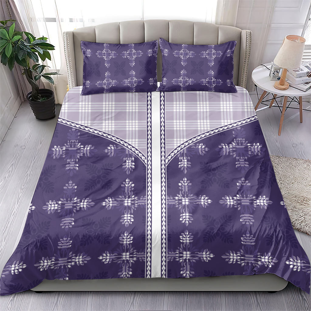 Purple Hawaii Paniolo Quilt Motif Bedding Set LT05 - Polynesian Pride