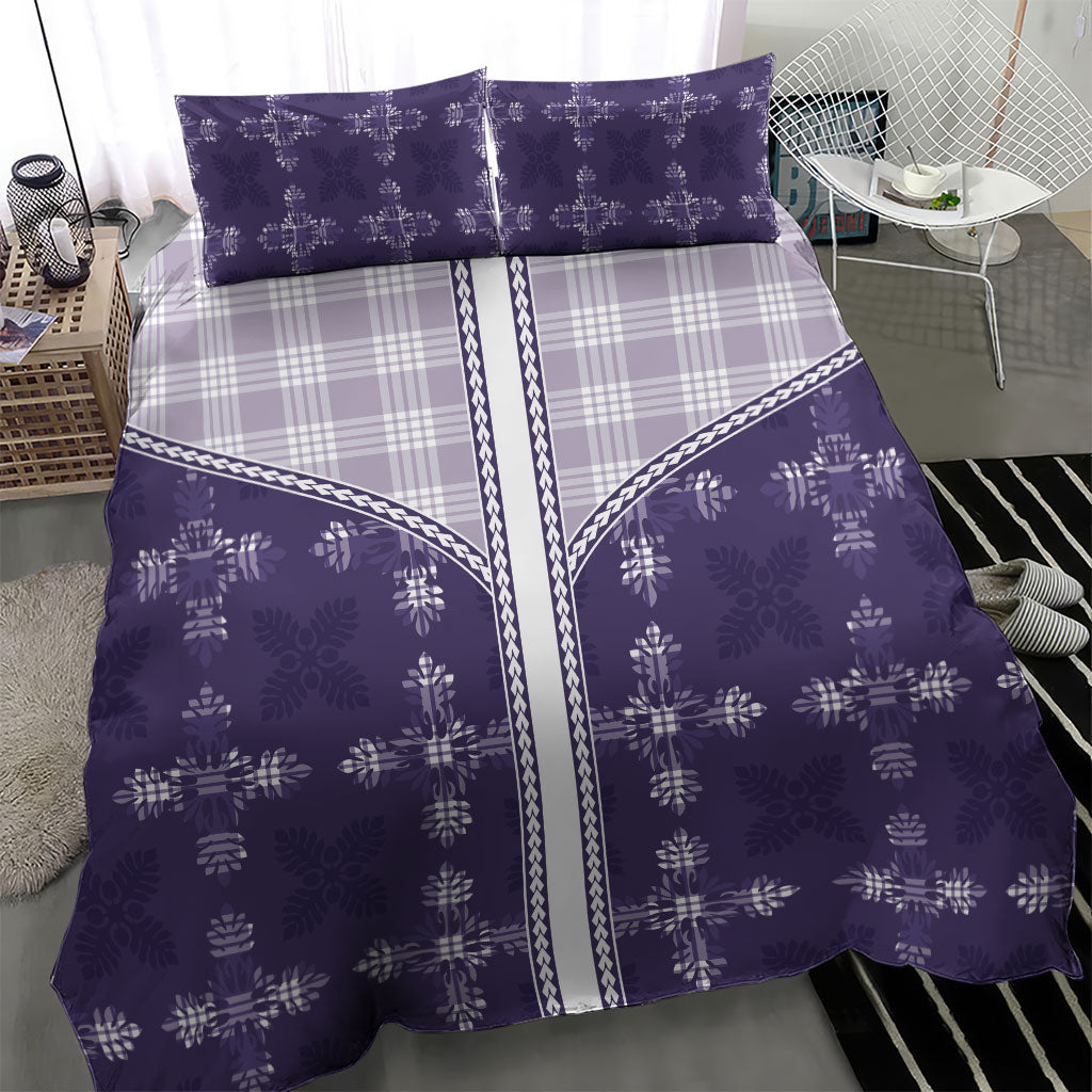Purple Hawaii Paniolo Quilt Motif Bedding Set LT05 - Polynesian Pride