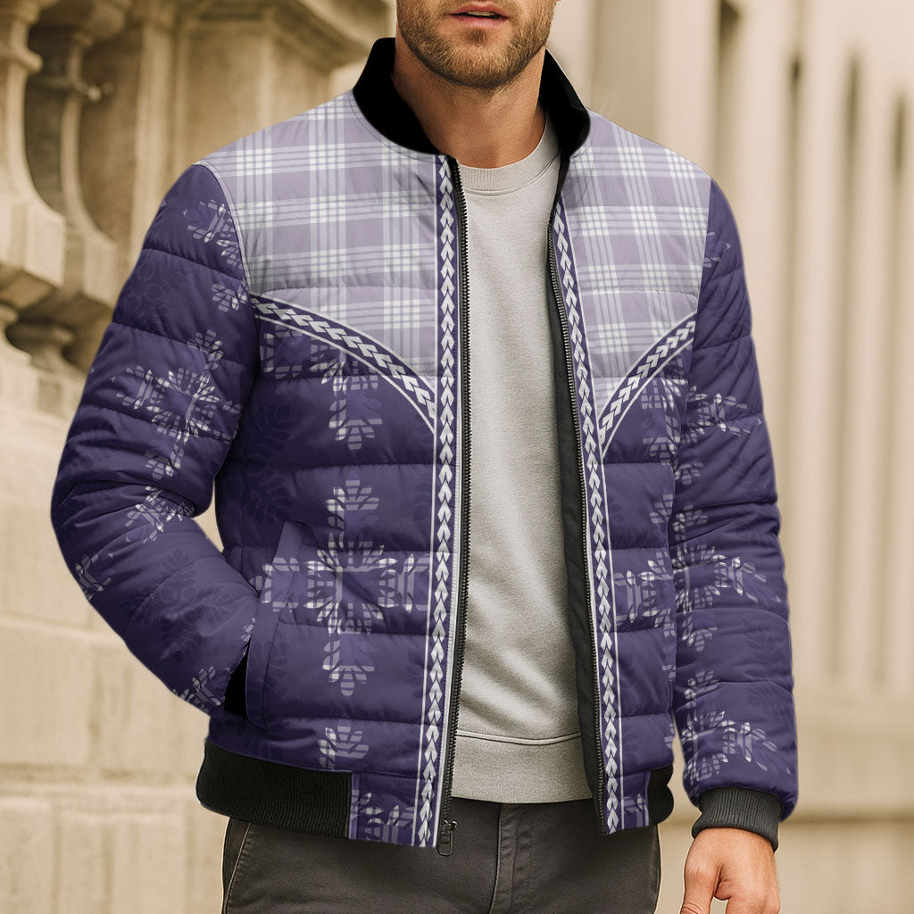 Purple Hawaii Paniolo Quilt Motif Bomber Puffer Jacket LT05 - Polynesian Pride