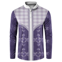 Purple Hawaii Paniolo Quilt Motif Button Sweatshirt LT05 Purple - Polynesian Pride