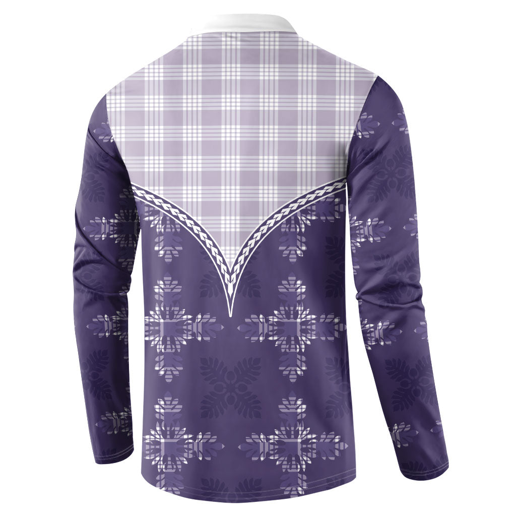 Purple Hawaii Paniolo Quilt Motif Button Sweatshirt LT05 - Polynesian Pride