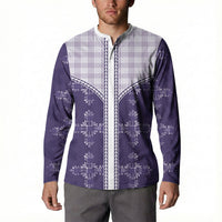Purple Hawaii Paniolo Quilt Motif Button Sweatshirt LT05 - Polynesian Pride