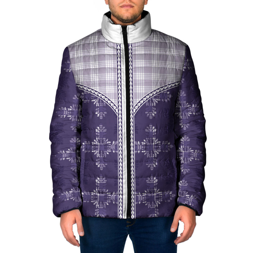 Purple Hawaii Paniolo Quilt Motif Padded Jacket LT05 Men Purple - Polynesian Pride