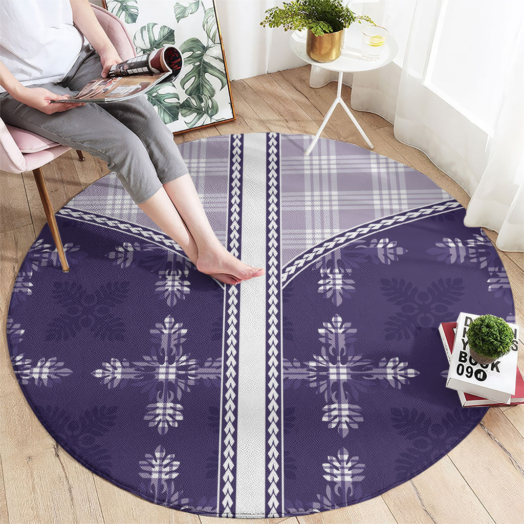 Purple Hawaii Paniolo Quilt Motif Round Carpet LT05 - Polynesian Pride