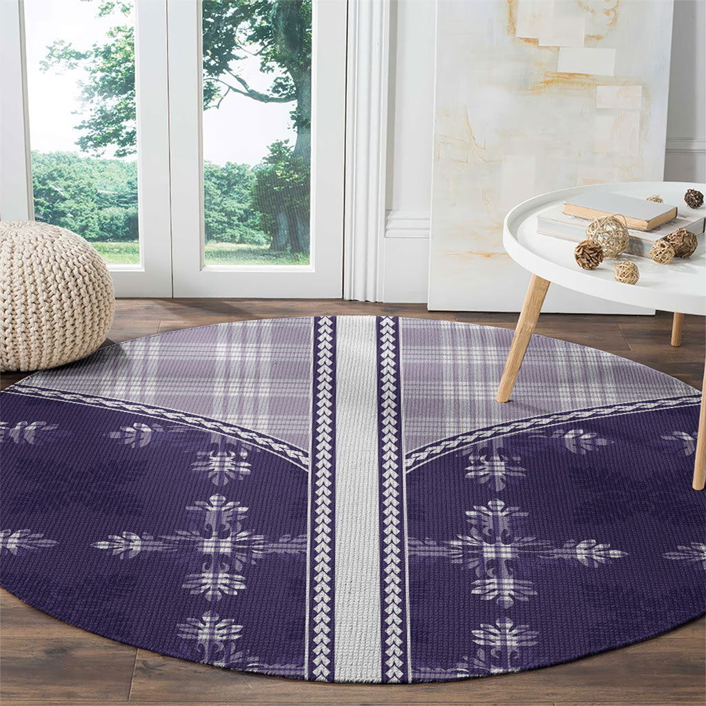 Purple Hawaii Paniolo Quilt Motif Round Carpet LT05 - Polynesian Pride