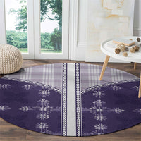 Purple Hawaii Paniolo Quilt Motif Round Carpet LT05 - Polynesian Pride