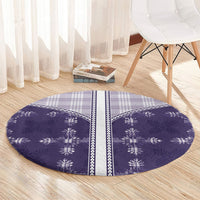 Purple Hawaii Paniolo Quilt Motif Round Carpet LT05 - Polynesian Pride