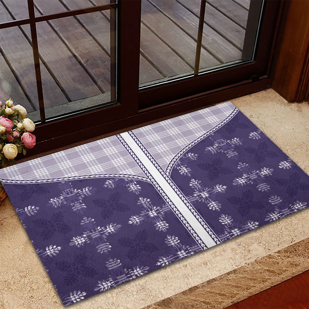 Purple Hawaii Paniolo Quilt Motif Rubber Doormat LT05 - Polynesian Pride