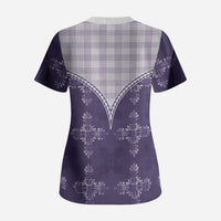 Purple Hawaii Paniolo Quilt Motif Scrub Top LT05 - Polynesian Pride