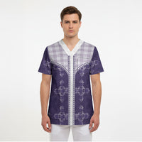 Purple Hawaii Paniolo Quilt Motif Scrub Top LT05 - Polynesian Pride