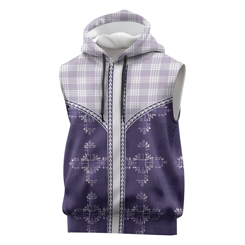 Purple Hawaii Paniolo Quilt Motif Sleeveless Hoodie LT05 Purple - Polynesian Pride