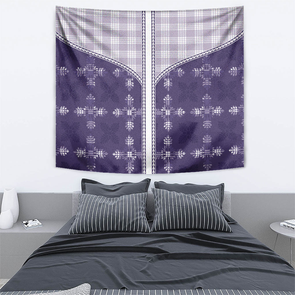 Purple Hawaii Paniolo Quilt Motif Tapestry LT05 - Polynesian Pride