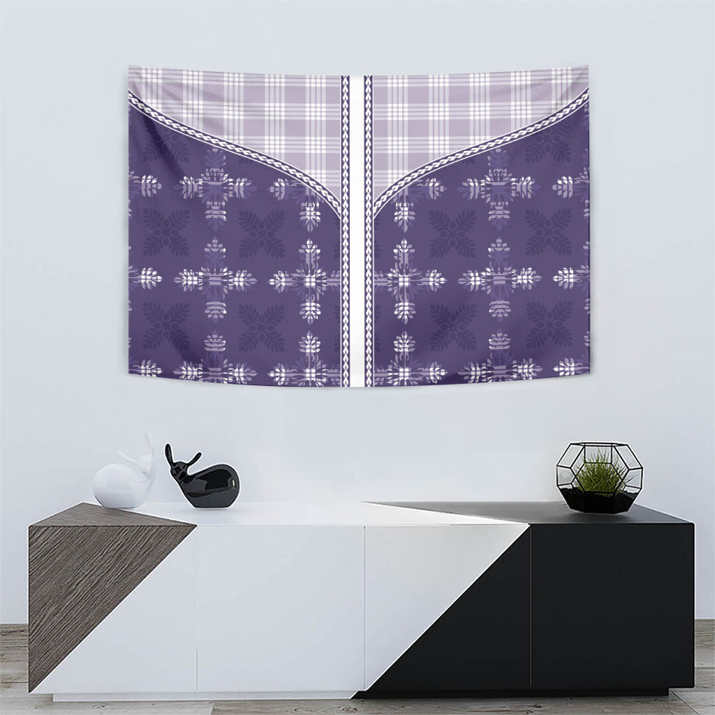 Purple Hawaii Paniolo Quilt Motif Tapestry LT05 - Polynesian Pride