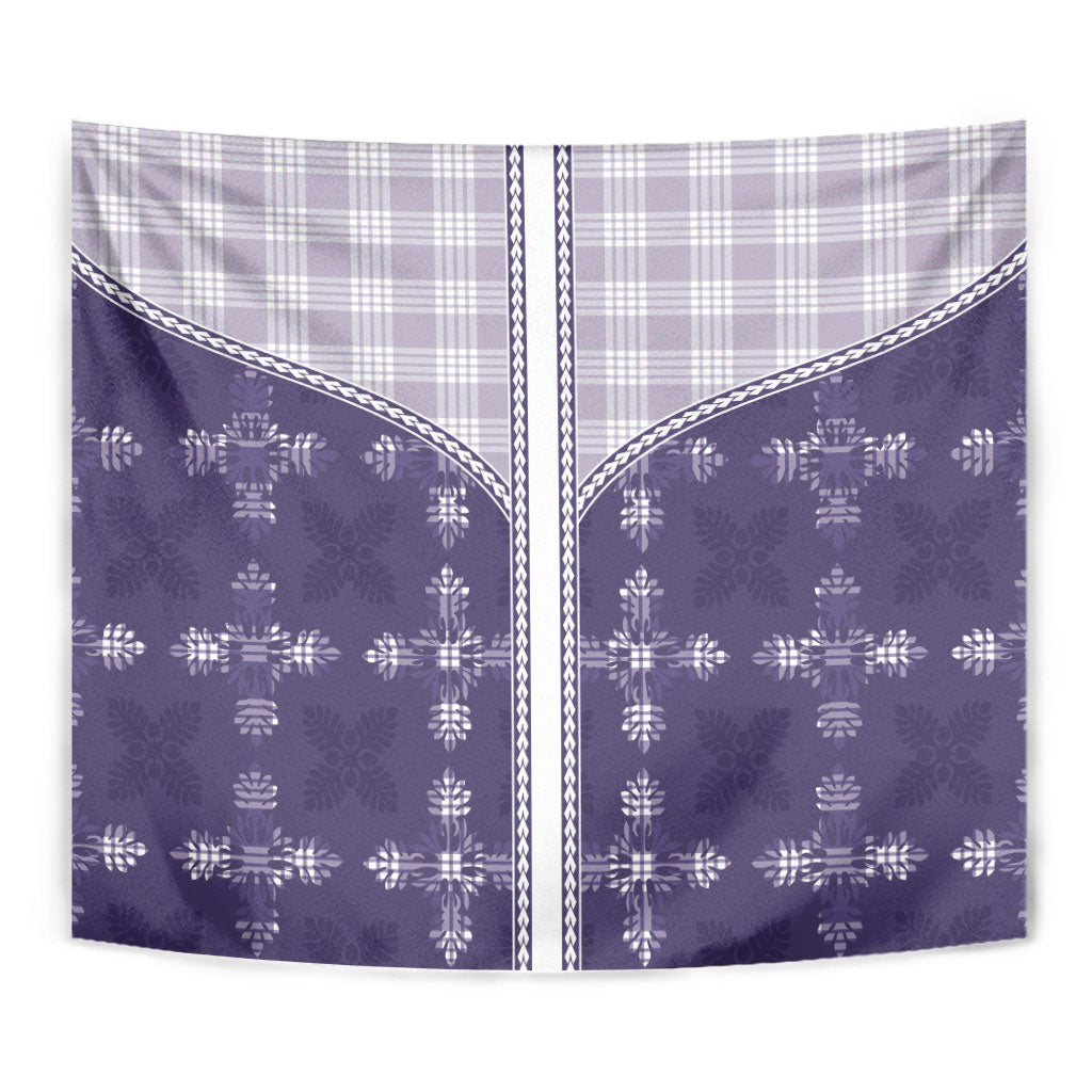 Purple Hawaii Paniolo Quilt Motif Tapestry LT05 - Polynesian Pride
