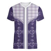 Purple Hawaii Paniolo Quilt Motif Women V-Neck T-Shirt LT05 Female Purple - Polynesian Pride