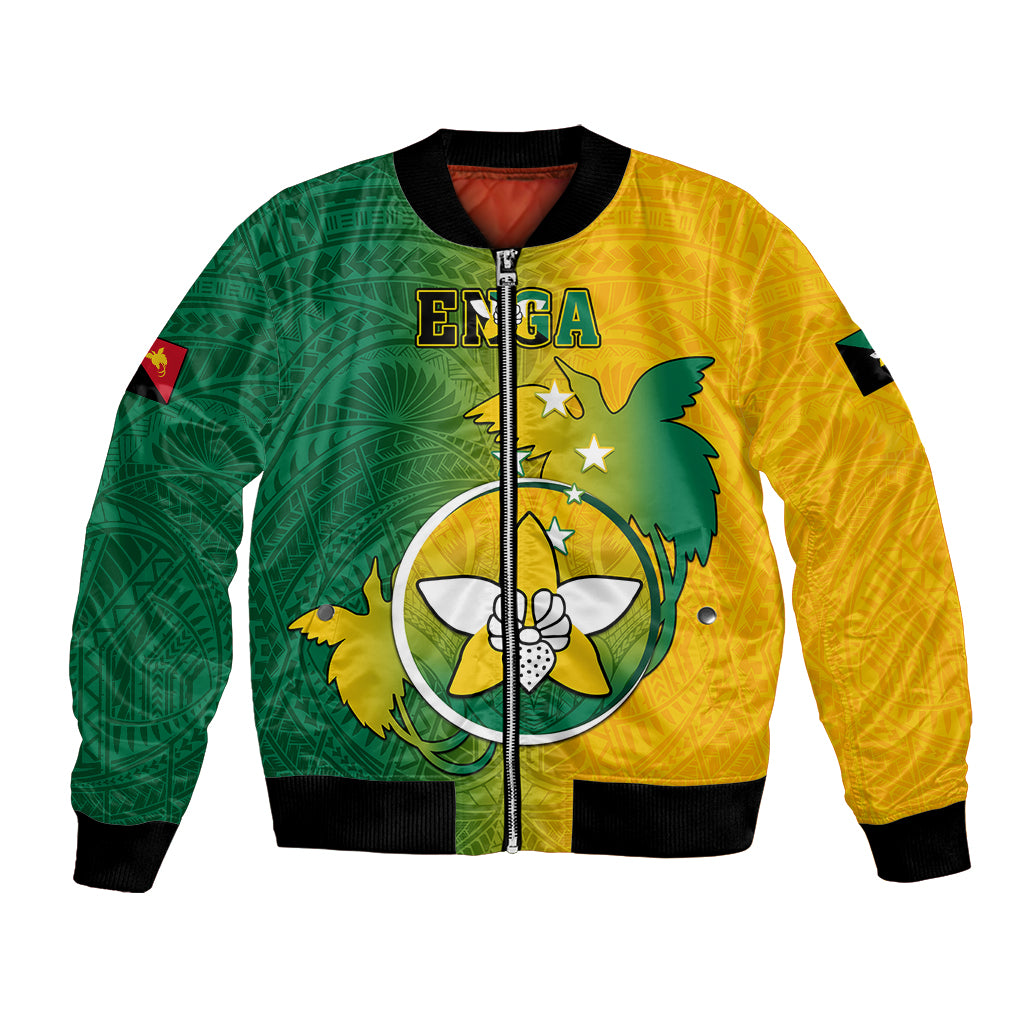 Papua New Guinea Enga Province Bomber Jacket Mix Coat Of Arms Polynesian Pattern LT05 Unisex Green - Polynesian Pride