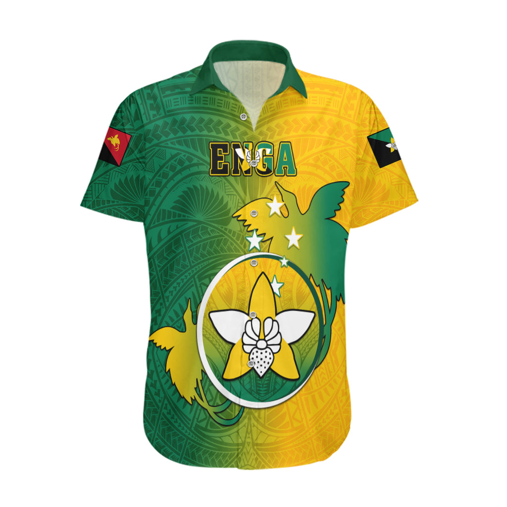 Papua New Guinea Enga Province Hawaiian Shirt Mix Coat Of Arms Polynesian Pattern LT05 Green - Polynesian Pride