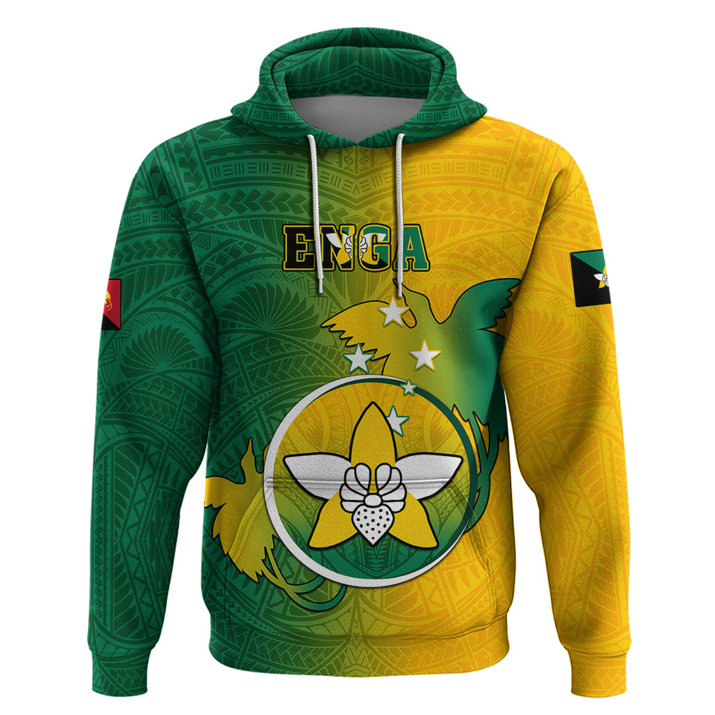 Papua New Guinea Enga Province Hoodie Mix Coat Of Arms Polynesian Pattern LT05 Green - Polynesian Pride