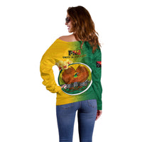 Papua New Guinea Enga Province Off Shoulder Sweater Mix Coat Of Arms Polynesian Pattern LT05 - Polynesian Pride
