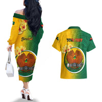 Personalized Papua New Guinea Enga Province Couples Matching Off The Shoulder Long Sleeve Dress and Hawaiian Shirt Mix Coat Of Arms Polynesian Pattern LT05 - Polynesian Pride