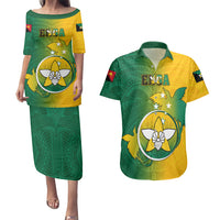 Personalized Papua New Guinea Enga Province Couples Matching Puletasi Dress and Hawaiian Shirt Mix Coat Of Arms Polynesian Pattern LT05 Green - Polynesian Pride