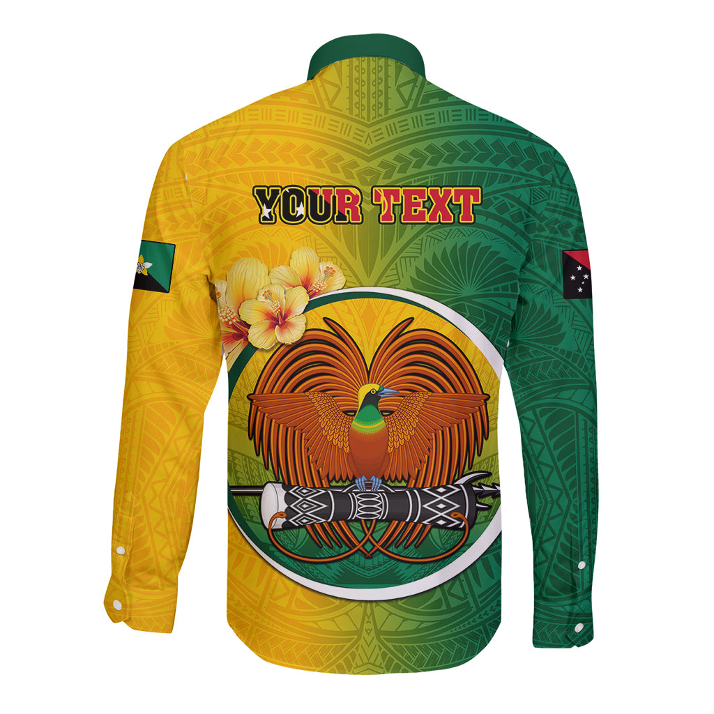 Personalized Papua New Guinea Enga Province Long Sleeve Button Shirt Mix Coat Of Arms Polynesian Pattern LT05 - Polynesian Pride