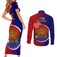 Papua New Guinea Central Province Couples Matching Short Sleeve Bodycon Dress and Long Sleeve Button Shirts Mix Coat Of Arms Polynesian Pattern LT05 - Polynesian Pride