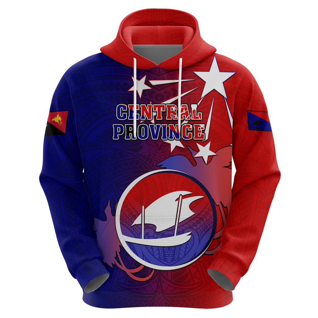 Papua New Guinea Central Province Hoodie Mix Coat Of Arms Polynesian Pattern LT05 - Polynesian Pride
