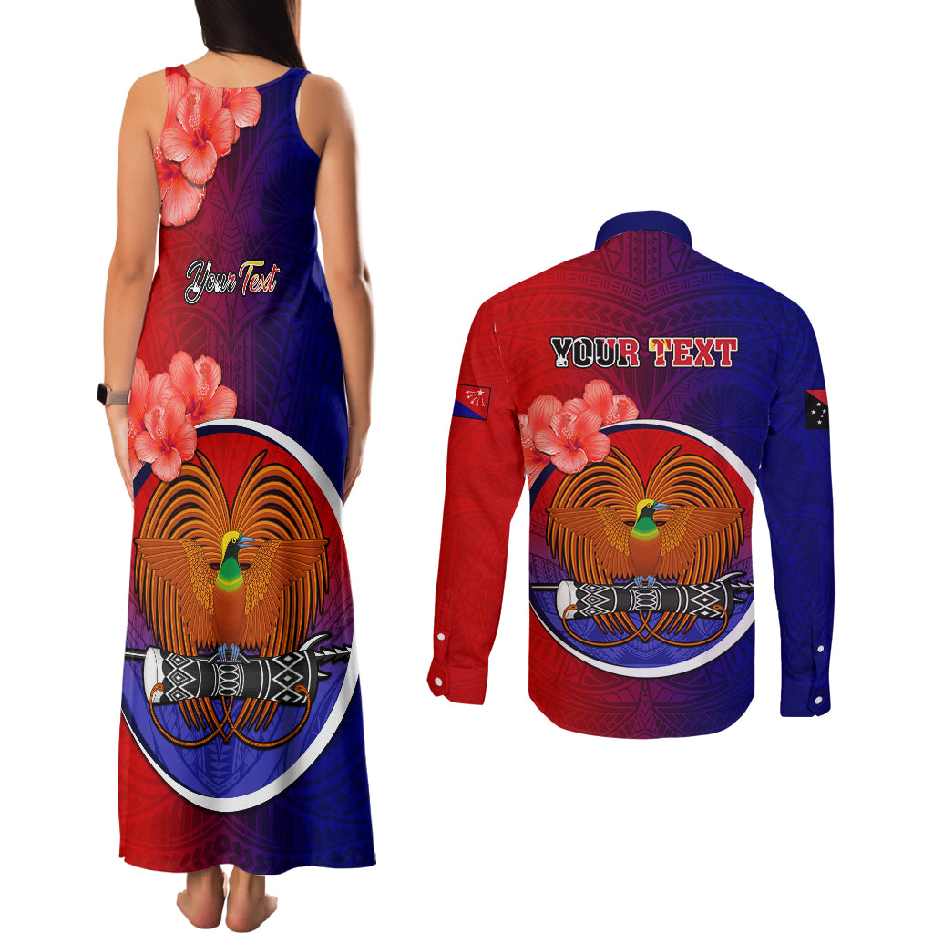Personalized Papua New Guinea Central Province Couples Matching Tank Maxi Dress and Long Sleeve Button Shirts Mix Coat Of Arms Polynesian Pattern LT05 - Polynesian Pride