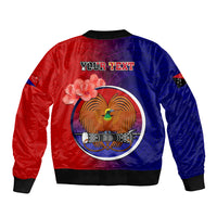 Personalized Papua New Guinea Central Province Sleeve Zip Bomber Jacket Mix Coat Of Arms Polynesian Pattern LT05 - Polynesian Pride