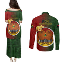 Papua New Guinea Chimbu Province Couples Matching Puletasi Dress and Long Sleeve Button Shirts Mix Coat Of Arms Polynesian Pattern LT05 - Polynesian Pride