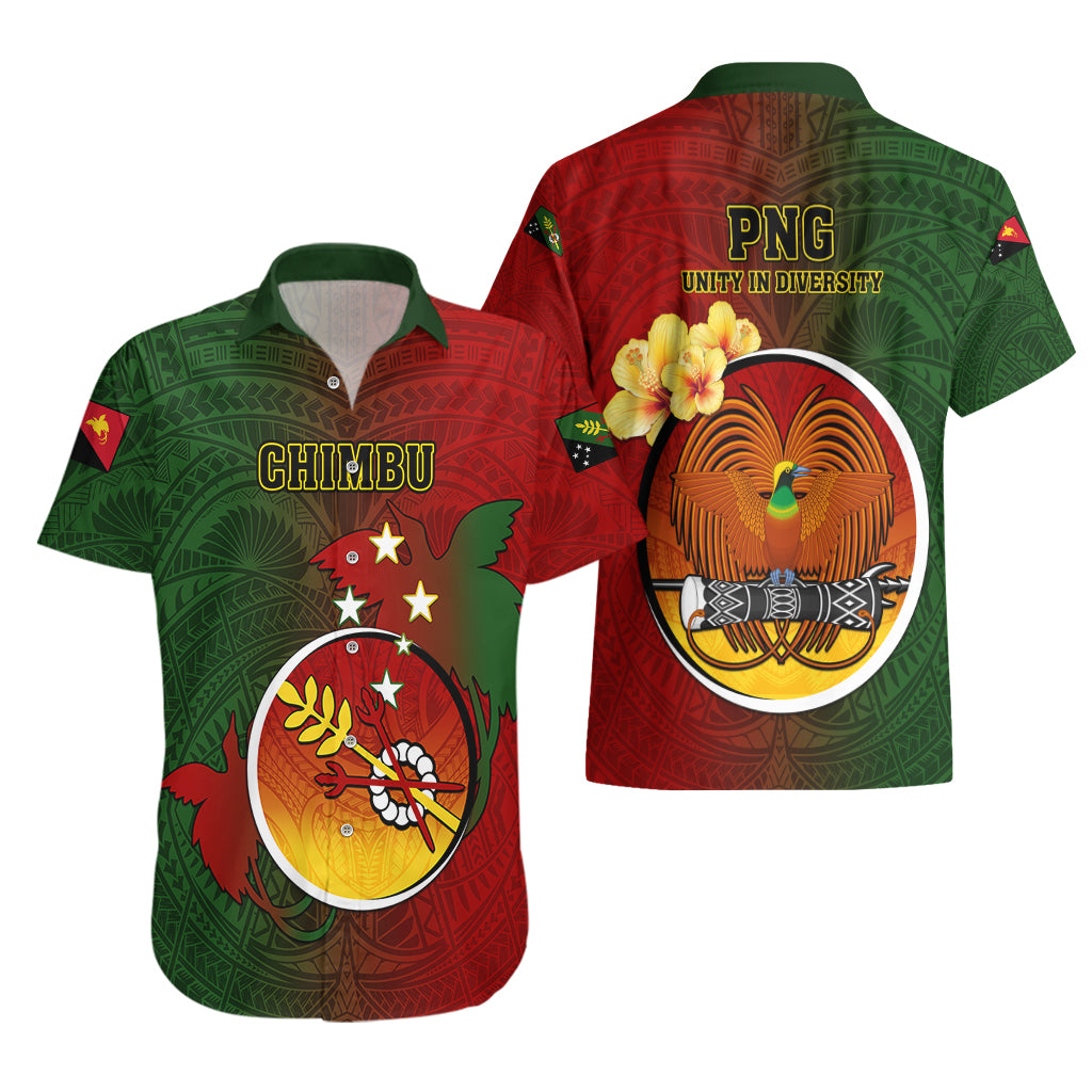Papua New Guinea Chimbu Province Hawaiian Shirt Mix Coat Of Arms Polynesian Pattern LT05 - Polynesian Pride