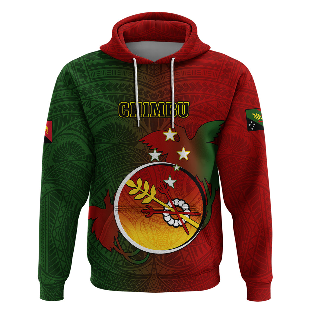 Papua New Guinea Chimbu Province Hoodie Mix Coat Of Arms Polynesian Pattern LT05 Red - Polynesian Pride