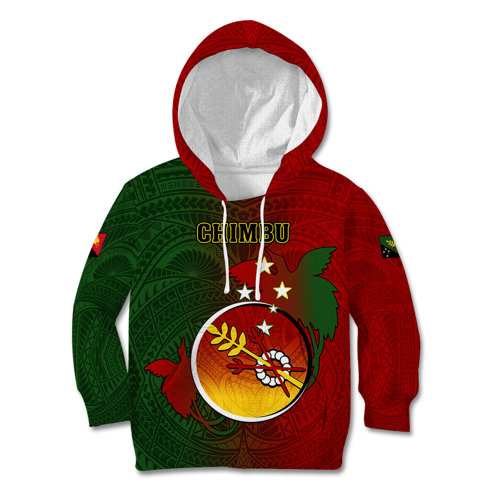 Papua New Guinea Chimbu Province Kid Hoodie Mix Coat Of Arms Polynesian Pattern LT05 Hoodie Red - Polynesian Pride
