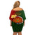 Papua New Guinea Chimbu Province Off Shoulder Short Dress Mix Coat Of Arms Polynesian Pattern LT05 - Polynesian Pride