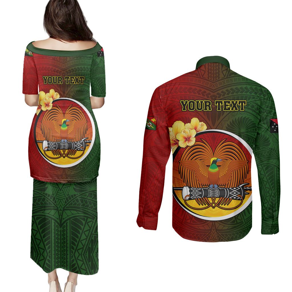 Personalized Papua New Guinea Chimbu Province Couples Matching Puletasi Dress and Long Sleeve Button Shirts Mix Coat Of Arms Polynesian Pattern LT05 - Polynesian Pride