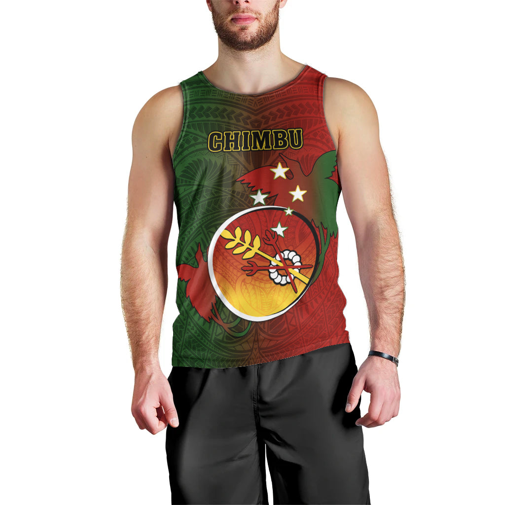 Personalized Papua New Guinea Chimbu Province Men Tank Top Mix Coat Of Arms Polynesian Pattern LT05 - Polynesian Pride